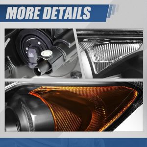 Auto Dynasty Headlights Assembly Compatible with 2009-2012 RAV4, OE Style UPGRADE Projector HeadLamps Replacement, Driver and Passenger Side, Black Housing Amber Corner