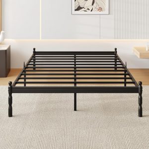 14 Inch Full Size Bed Frame with 2 Pcs Mattress Slide Stopper, Platform Bed Frame Full Metal, No Box Spring Needed, Easy Assembly, Heavy Duty, Noise Free, Non-Slip
