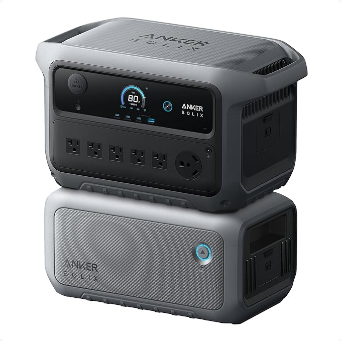 Anker SOLIX C2000 Gen 2 Estación de energía portátil con batería de expansión, generador solar de 2,400 W (pico de 4,000 W), carga completa en 58 min, batería LiFePO4 de 4096Wh para respaldo del hogar
