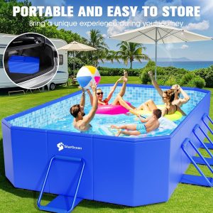 Piscina plegable, piscina grande no inflable para niños, piscinas plegables para adultos, carcasa de plástico duro, gruesa de gran tamaño, piscinas plegables portátiles para niños para patio trasero