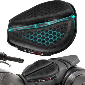 GRAND PITSTOP Foldable Motorcycle Gel Seat Cushion, Large 3D-Honeycomb Structure Shock Absorption & Breathable Motorcycle Gel Seat Pad for Long Rides