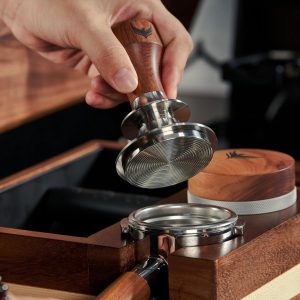 58.5mm Espresso Tamper – Rosewood Handle, Self-Leveling & Double Spring Loaded Calibrated Design Fits 58mm Portafilter Basket for Precise Consistent Shots