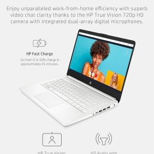 HP 14 portátil, Intel Celeron N4020, 4 GB de RAM, 64 GB de almacenamiento, pantalla Micro-edge HD de 14 pulgadas, Windows 11 Home, delgada y portátil, gráficos 4K, un año de Microsoft 365 (14-dq0040nr