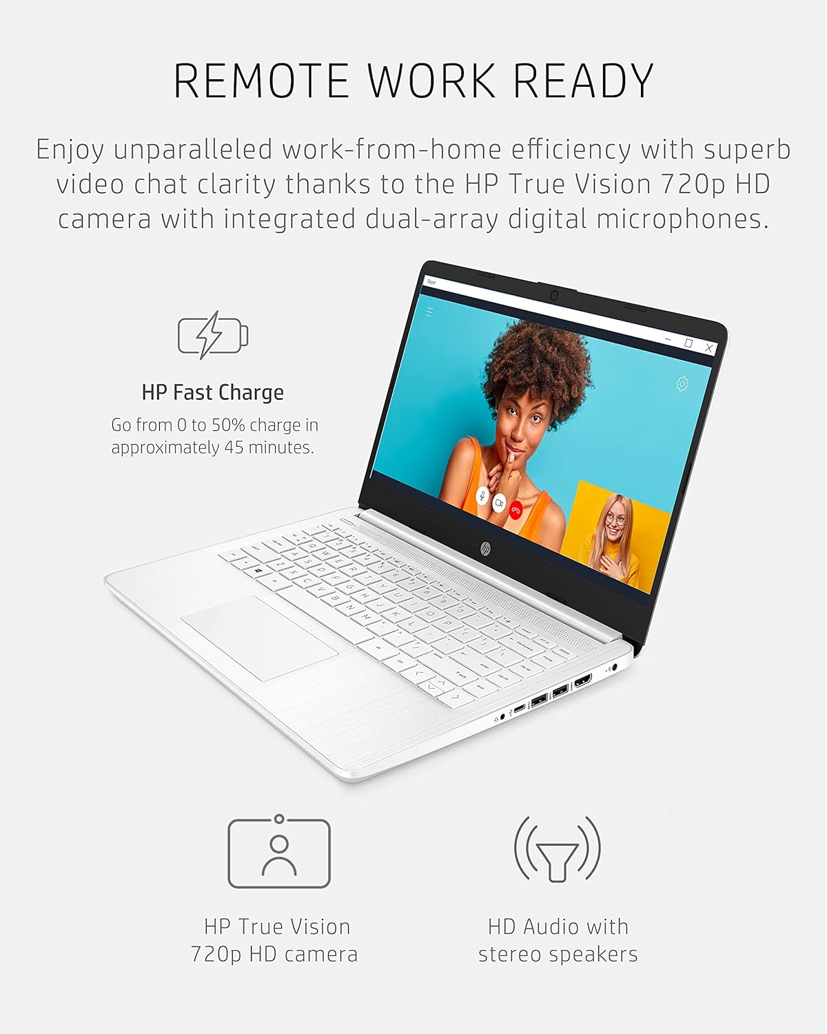 HP 14 portátil, Intel Celeron N4020, 4 GB de RAM, 64 GB de almacenamiento, pantalla Micro-edge HD de 14 pulgadas, Windows 11 Home, delgada y portátil, gráficos 4K, un año de Microsoft 365 (14-dq0040nr