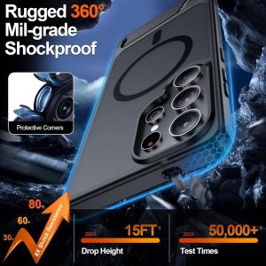 Magnetic for Samsung Galaxy S24 Ultra Case[Compatible with MagSafe][Built-in Invisible Kickstand][Military Grade Shockproof]Slim Translucent Matte Phone Case for Samsung Galaxy S24 Ultra 6.8"