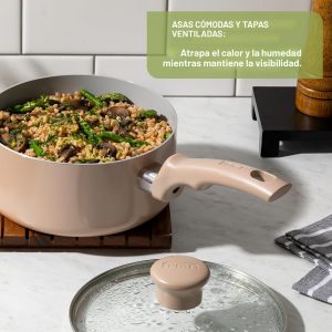T-fal Refresh Ceramic, juego de utensilios de cocina antiadherentes de cerámica, 20 piezas, apto para horno 350F, juego de cocina con bandeja para huevos, sartenes, cacerolas, plancha, horno holandés,