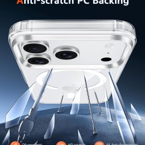 FNTCASE for iPhone 17 Pro-Max Case: Clear Magnetic Phone Cases with Screen Protector Compatible with Magsafe Slim Anti Yellowing Rugged Shockproof Protective Transparent Cell Cover (A-Clear)