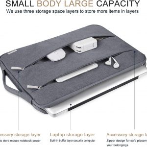Voova 13 13.6 Inch Laptop Sleeve Case Compatible with MacBook Air 13 M1/M2/M3/M4 2020-2025, MacBook Pro 13/14, IPad Air/Pro 13, Waterproof Slim Computer Bag Cover with Handle, Grey