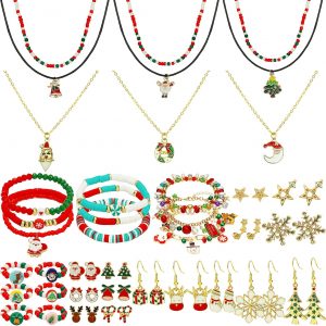 NEWITIN Conjunto de joyería dorada de 69 piezas para mujeres, joyería de fantasía de moda, conjunto de collar, pulsera y aretes chapados en oro para mujeres