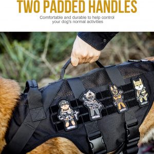 OneTigris Arnés táctico sin tirones para perro mediano, arnés de chaleco de malla de aire, transpirable, chalecos militares Molle con asas, chaleco para perros de servicio para caminar, senderismo y