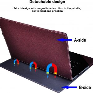 Funda para laptop HP Envy x360 2 en 1 16 ad 16z-ad 16-ac 16t-ac y para HP Zbook Firefly de 16 pulgadas G11, bolsa protectora de piel sintética separable con ventilación térmica (borgoña)