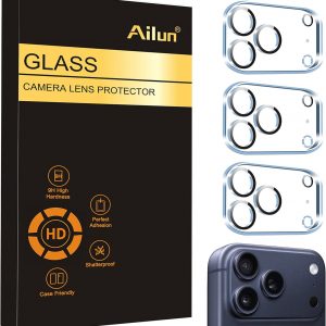 Ailun Paquete de 3 protectores de lente de cámara para iPhone 17 Pro Max, vidrio templado, dureza 9H, Ultra HD, antiarañazos, compatible con fundas, no afecta las tomas nocturnas (no para iPhone 17/17 Pro/iPhone Air)