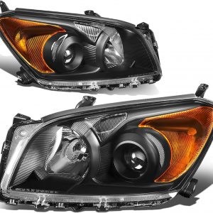 Auto Dynasty Headlights Assembly Compatible with 2009-2012 RAV4, OE Style UPGRADE Projector HeadLamps Replacement, Driver and Passenger Side, Black Housing Amber Corner