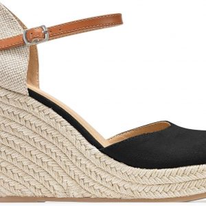 FISACE Womens Summer Espadrille Heel Platform Wedge Sandals Ankle Buckle Strap Closed Toe Shoes