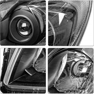 SOCKIR Headlight Assembly Fit for 2009 2010 2011 2012 Toyota Rav4 09 10 11 12 Rav 4 Halogen Replacement Headlamp Black Housing with Clear Reflector Driver and Passenger Side