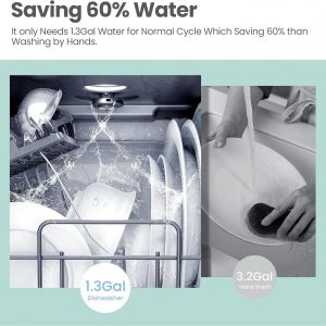 COMFEE' Portable Mini Dishwasher Countertop with 1.32Gal Built-in Water Tank for Apartments& RVs, No Hookup Needed, 6 Programs, 360° Dual Spray, 162℉ High-Temp& Air-Dry Function