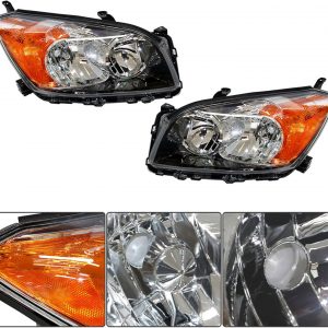 labwork - Conjunto de faros delanteros de repuesto para Toyota Rav4 2009-2012, proyector negro, set para lado del conductor y del pasajero