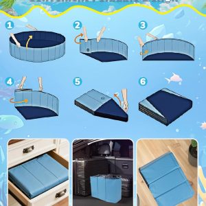 EPN Large Foldable Dog Pool – 0.55MM PVC 2-in-1 Portable Bathtub & Sprinkler for Dogs, Cats, Kids – Heavy Duty, Non-Slip, Summer Water Toy (79 in)