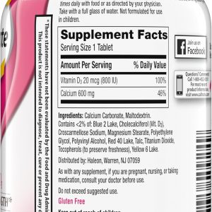 Caltrate 600 Plus D3 Calcium and Vitamin D Supplement Tablets, Bone Health Supplements for Adults - 120 Count (Pack of 2)