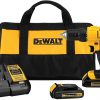 DEWALT 20V Max Cordless Drill Driver Set, 2 Speed, High Performance Motor, Includes 2 XR 1.3Ah Li-Ion Batteries, Charger and Contractor Bag (DCD771C2)