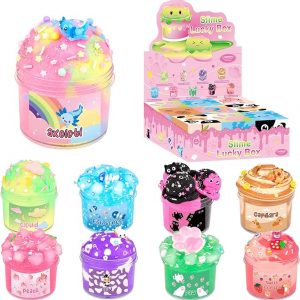 9 Packs Lucky Box Slime Kit - Cloud Butter & Clear Slime, Crunchy Slimes for Kids, Non Sticky, Party Favors, Goodie Bag Stuffers, 8-12 Year Old Girls Boys Birthday Gift Ideas Cute Stuff