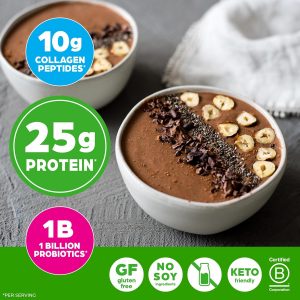 Orgain Protein Powder + Collagen, Creamy Chocolate Fudge - 25g of Protein, 10g Collagen Peptides, Type I & III, 1B CFU Probiotics, Supports Hair, Skin, Nail, Joint & Gut Health, Gluten Free - 1.6lb