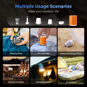 FLEXTAILGEAR Bomba de Aire Portátil con Linterna de Camping Tiny Pump 2X Bomba de Aire de 4kPa para Inflables Bomba de Colchón de Aire Recargable con Diseño Magnético para Colchonetas de Dormir