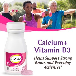 Caltrate 600 Plus D3 Calcium and Vitamin D Supplement Tablets, Bone Health Supplements for Adults - 120 Count (Pack of 2)