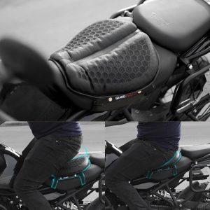 GRAND PITSTOP Foldable Motorcycle Gel Seat Cushion, Large 3D-Honeycomb Structure Shock Absorption & Breathable Motorcycle Gel Seat Pad for Long Rides