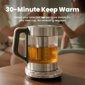 Viante Electric Kettle With Infuser. No Plastic In Contact With Water. Hot Tea Maker With Temperature Control And Automatic Shut Off. Tea Kettle With Brewing Programs. 1.5 Liters Capacity