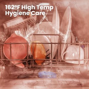 COMFEE' Portable Mini Dishwasher Countertop with 1.32Gal Built-in Water Tank for Apartments& RVs, No Hookup Needed, 6 Programs, 360° Dual Spray, 162℉ High-Temp& Air-Dry Function