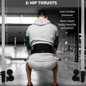 Multi-Attachment Belt for Cable Machine and Smart Home Gym Squats and Hip Thrusts, 5 Attachment Points for Optimal Weight Distribution, 2 Straps (40” & 27”) and 3 Metal Snap Hooks Included