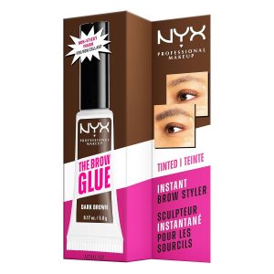 NYX PROFESSIONAL MAKEUP The Brow Glue, Gel de cejas teñido de sujeción extrema - Marrón oscuro