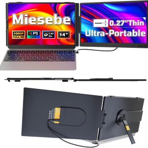 Laptop Screen Extender 14", Ultra Thin 0.27'' FHD 1080P Portable Monitor for Laptop 13-17.3", Plug n Play Extra Monitor Extender, Eye Care Second Screen for MacBook/Windows/Android/Switch/PS5