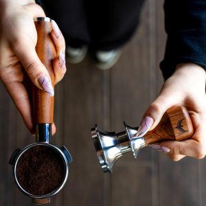 58.5mm Espresso Tamper – Rosewood Handle, Self-Leveling & Double Spring Loaded Calibrated Design Fits 58mm Portafilter Basket for Precise Consistent Shots