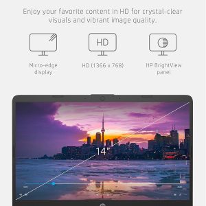 HP 14 portátil, Intel Celeron N4020, 4 GB de RAM, 64 GB de almacenamiento, pantalla Micro-edge HD de 14 pulgadas, Windows 11 Home, delgada y portátil, gráficos 4K, un año de Microsoft 365 (14-dq0040nr