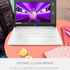 HP 14 portátil, Intel Celeron N4020, 4 GB de RAM, 64 GB de almacenamiento, pantalla Micro-edge HD de 14 pulgadas, Windows 11 Home, delgada y portátil, gráficos 4K, un año de Microsoft 365 (14-dq0040nr