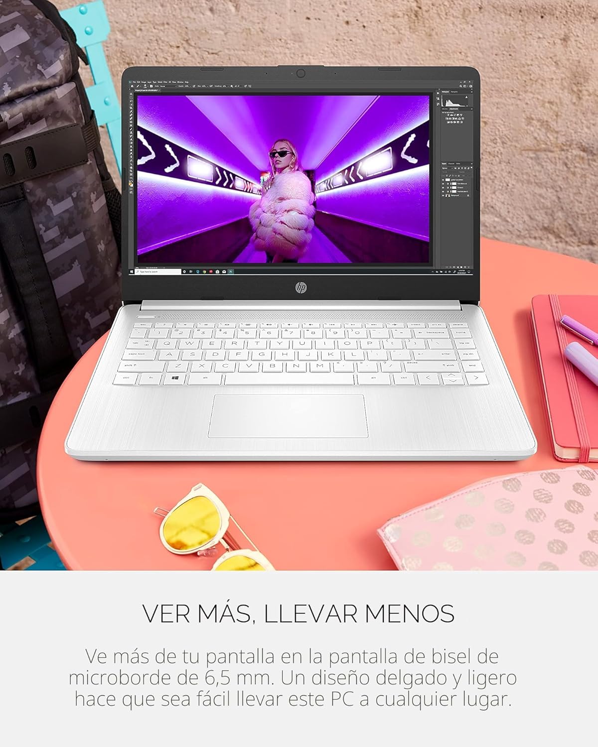 HP 14 portátil, Intel Celeron N4020, 4 GB de RAM, 64 GB de almacenamiento, pantalla Micro-edge HD de 14 pulgadas, Windows 11 Home, delgada y portátil, gráficos 4K, un año de Microsoft 365 (14-dq0040nr