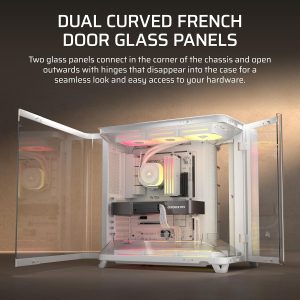 CORSAIR AIR 5400 LX-R RGB iCUE Link - Carcasa panorámica de PC de torre media de triple cámara - 3 ventiladores LX-R RGB de rotor inverso preinstalados, conductos de bajo ruido y alto flujo de aire