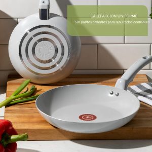 T-fal Refresh Ceramic, juego de utensilios de cocina antiadherentes de cerámica, 20 piezas, apto para horno 350F, juego de cocina con bandeja para huevos, sartenes, cacerolas, plancha, horno holandés,