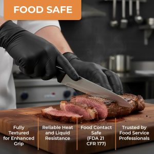 ASAP Black Nitrile Gloves Disposable Latex Free 4 Mil, Powder Free, Food Safe, Medical, Tattoo, Cleaning Gloves