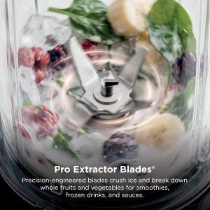 Ninja BN301 Nutri-Blender Plus Compact Personal Blender, 900-Peak-Watt Motor, Frozen Drinks, Smoothies, Sauces & More, (3) 20 oz. To-Go Cups, (2) Spout-Lids (1) Storage-Lid, Dishwasher Safe, Silver