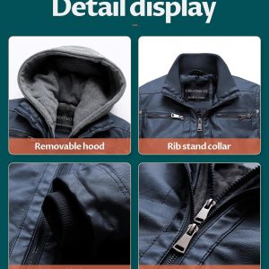 Boy's Faux Leather Jacket Windproof Warm Winter Coat Kids Bomber Outerwear Waterproof PU Motorcycle Jacket