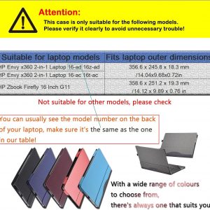 Funda para laptop HP Envy x360 2 en 1 16 ad 16z-ad 16-ac 16t-ac y para HP Zbook Firefly de 16 pulgadas G11, bolsa protectora de piel sintética separable con ventilación térmica (borgoña)