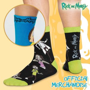 RICK AND MORTY Funny Calf Socks for Men & Teens US Size 7-11, Pack of 5 Soft Casual Warm Socks, Pickle Rick Gifts for Men