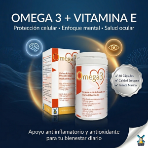 🌸 Omega 3 + Vitamina E Tegor® (60 cápsulas blandas · Ácidos grasos esenciales)