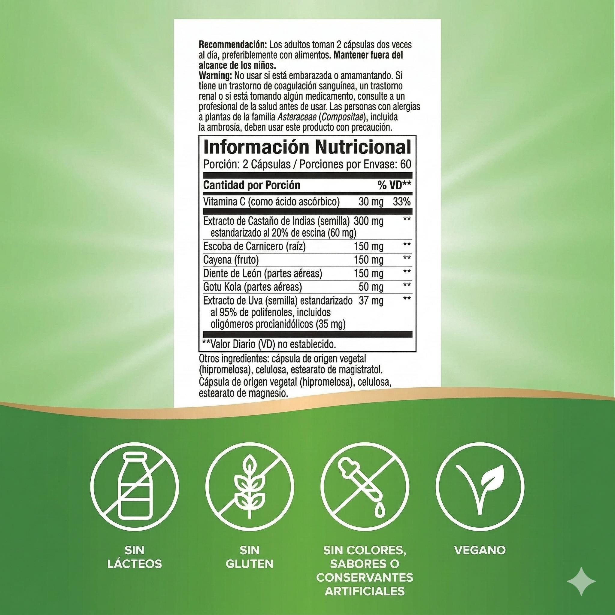🦵🌿 Fórmula para Venas de las Piernas Nature’s Way (Leg Veins) · Circulación y bienestar vascular) 📦 Contenido: 60 cápsulas