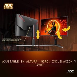 AOC Q27G3XMN - Monitor para juegos QHD de 27", 2560x1440, Mini LED, 180Hz 1ms GtG, HDR 1000, sRGB 137.5%, HDMI 2.0 x 1, DisplayPort 1.4 x1, sincronización adaptativa, 3 años sin píxeles brillantes
