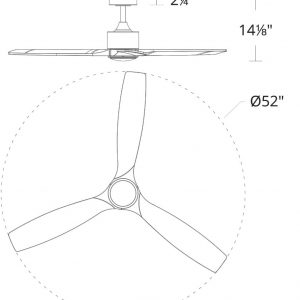 Madera 52in 3-Blade Smart Indoor or Outdoor Ceiling Fan 2700K-6000K CCT Tunable Range LED Light Kit in Matte Black with Distressed Koa Solid Wood Blades Works With iOS or Android App