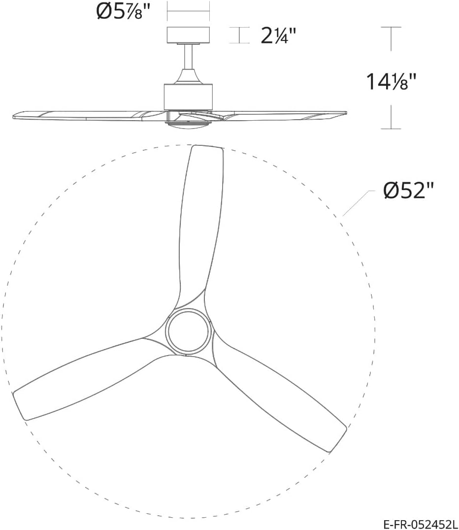 Madera 52in 3-Blade Smart Indoor or Outdoor Ceiling Fan 2700K-6000K CCT Tunable Range LED Light Kit in Matte Black with Distressed Koa Solid Wood Blades Works With iOS or Android App